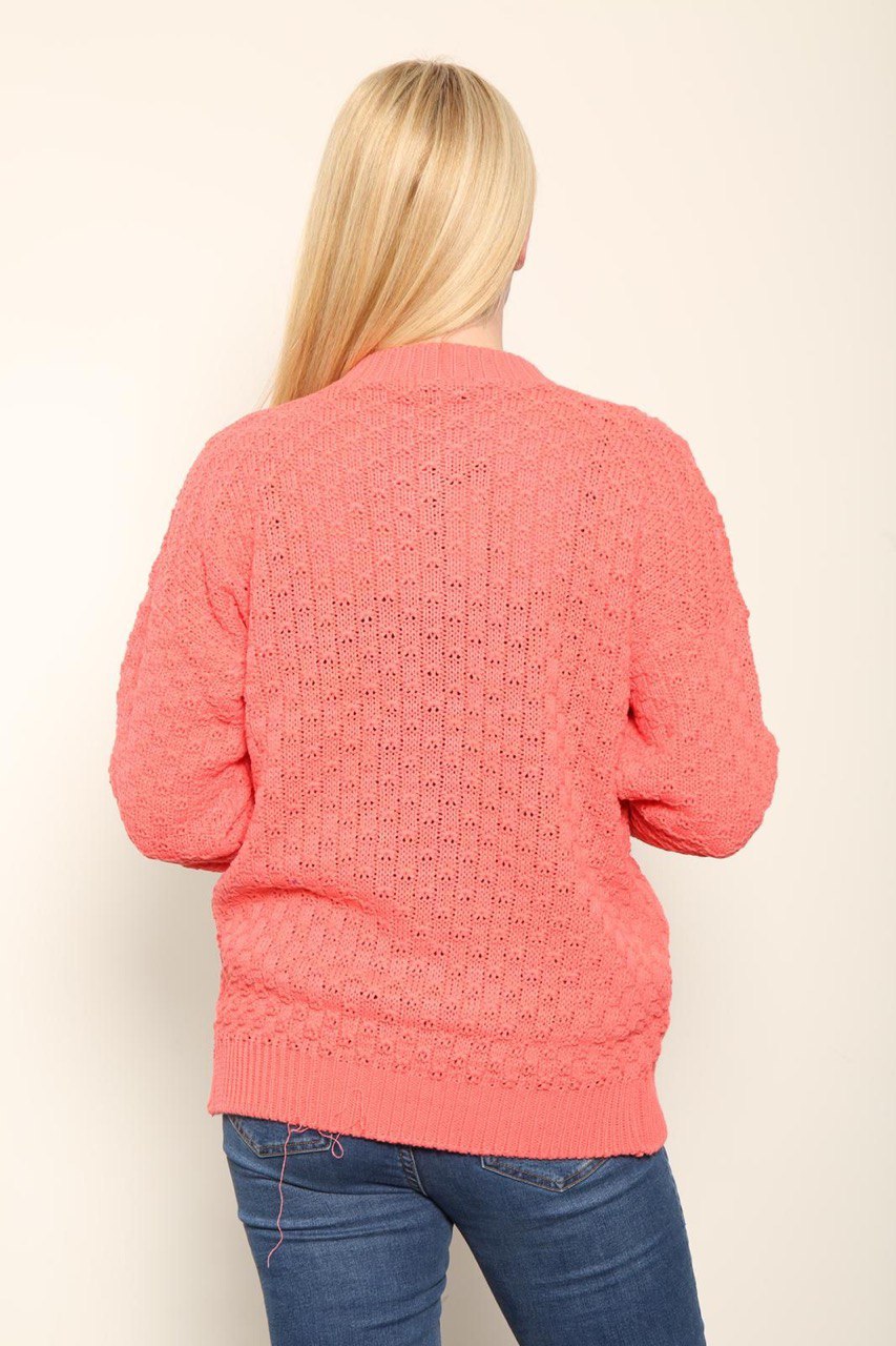 Stone Chunky Cable Knit Long Sleeve Cardigan For Women 8-10 - Dropwear