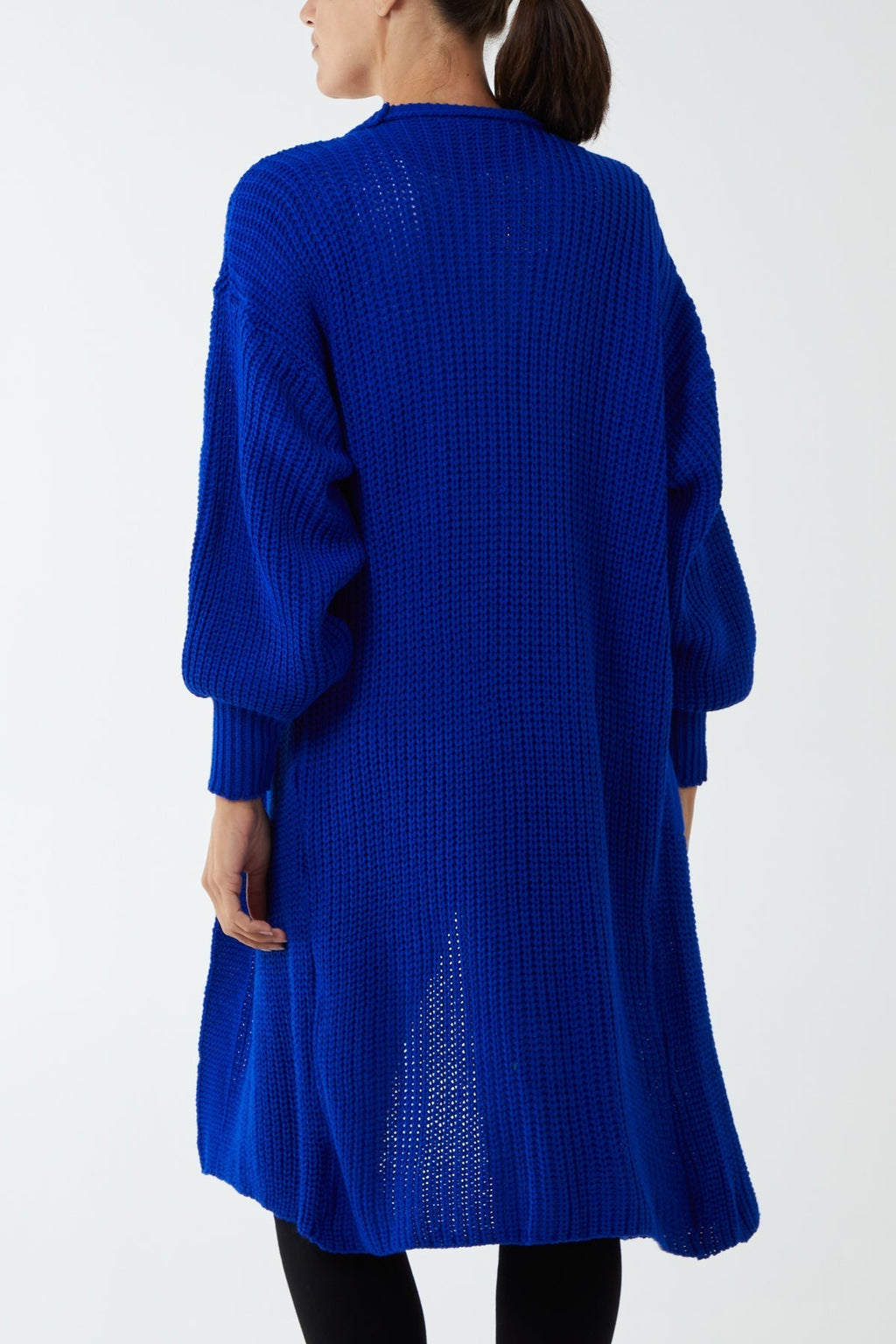 Open Front Balloon Long Sleeve Cardigan