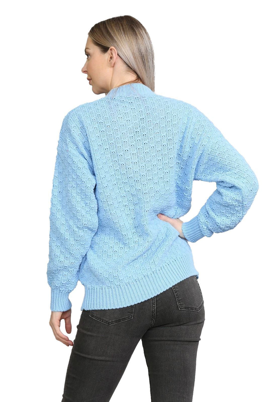 Purple Chunky Cable Knit Long Sleeve Cardigan For Women 16-18 - Dropwear