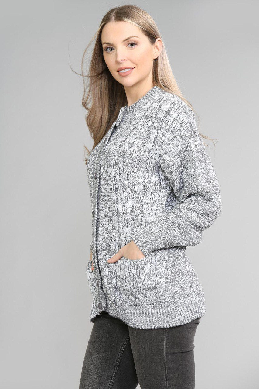 Coral Chunky Cable Knit Long Sleeve Cardigan For Women 20-22 - Dropwear