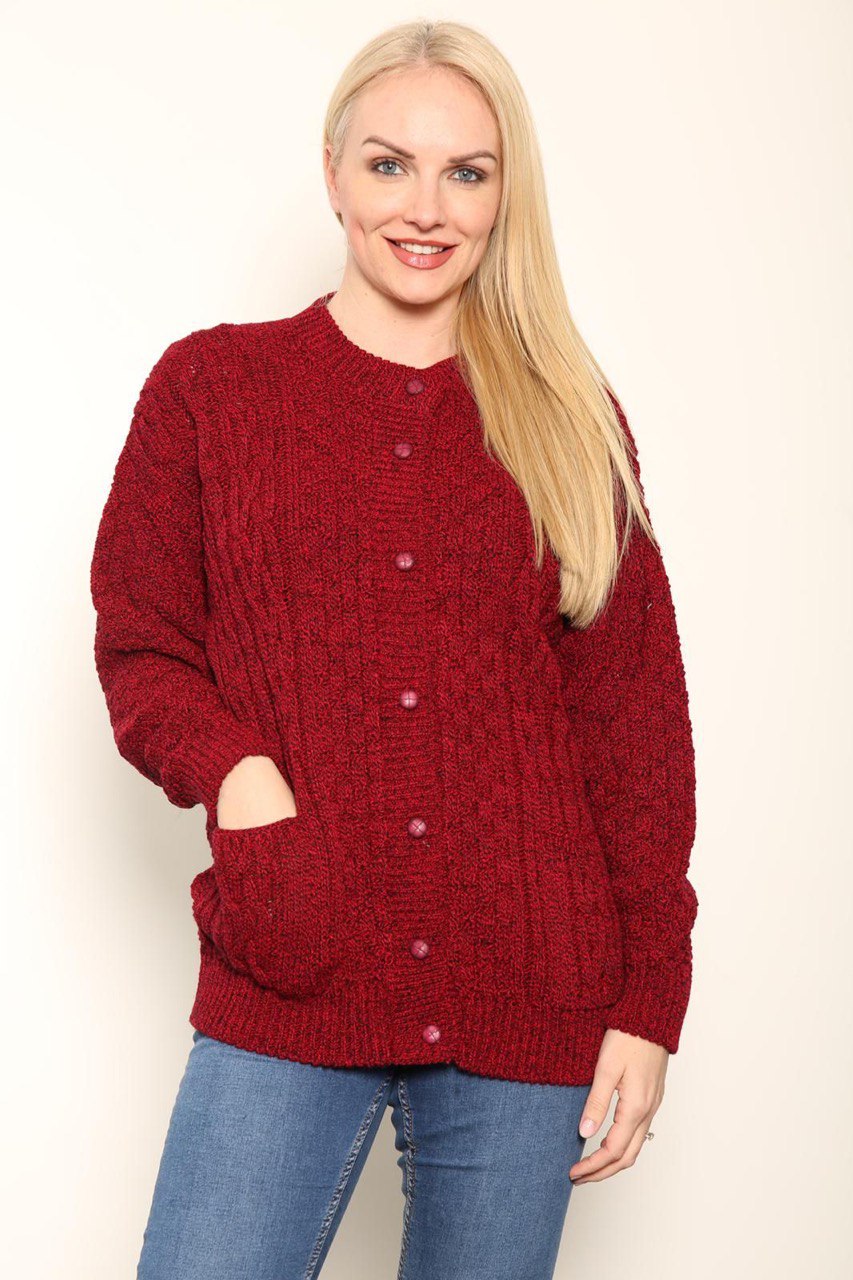 Sky Blue Chunky Cable Knit Long Sleeve Cardigan For Women 8-10 - Dropwear