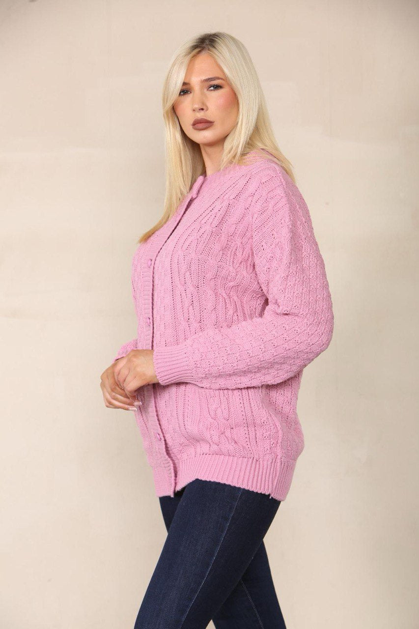 Sky Blue Chunky Cable Knit Long Sleeve Cardigan For Women 20-22 - Dropwear