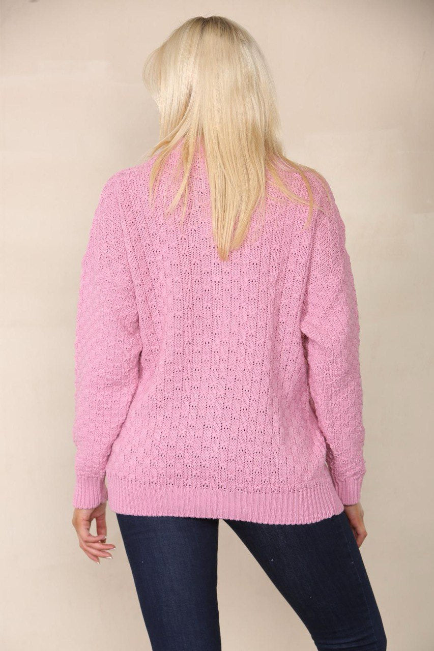 Turquoise Chunky Cable Knit Long Sleeve Cardigan For Women 8-10 - Dropwear