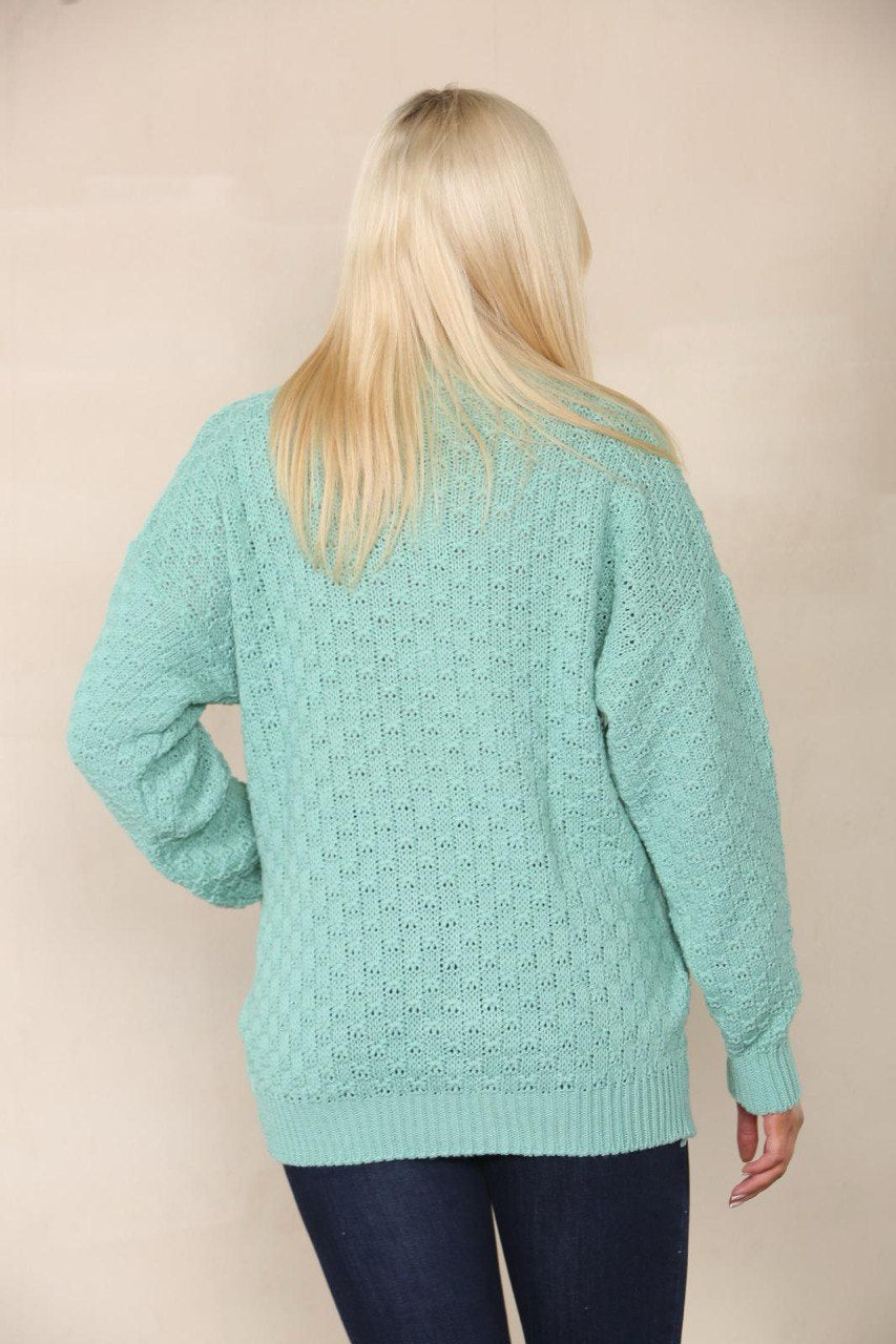 Marl Stone Chunky Cable Knit Long Sleeve Cardigan For Women 16-18 - Dropwear