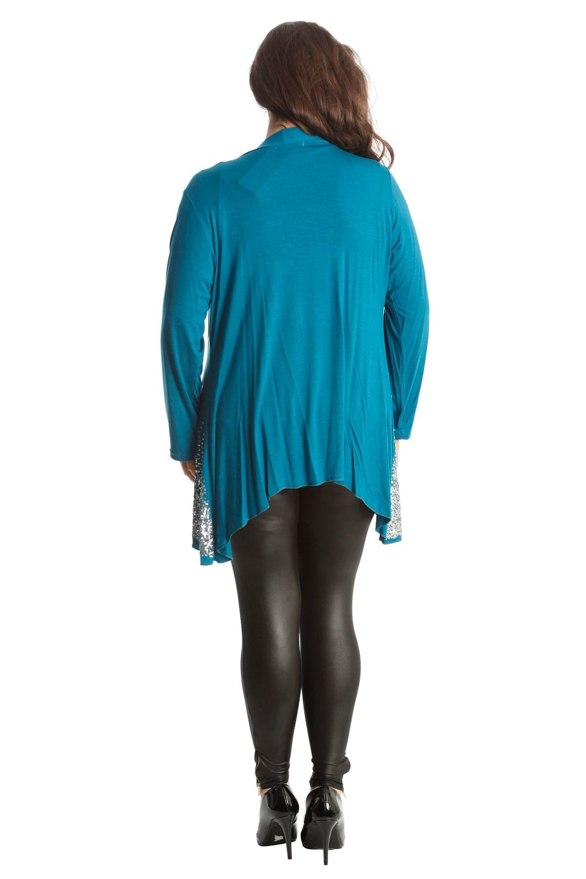 Black Sequin Sparkle Open Cardigan For Women 20 - Dropwear
