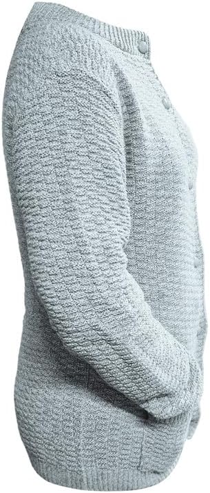 Blue Women's Knitted Winter Cardigan Long Sleeve Warmth with Crew Neck & Ribbed Knit For Women 16-18 - Dropwear