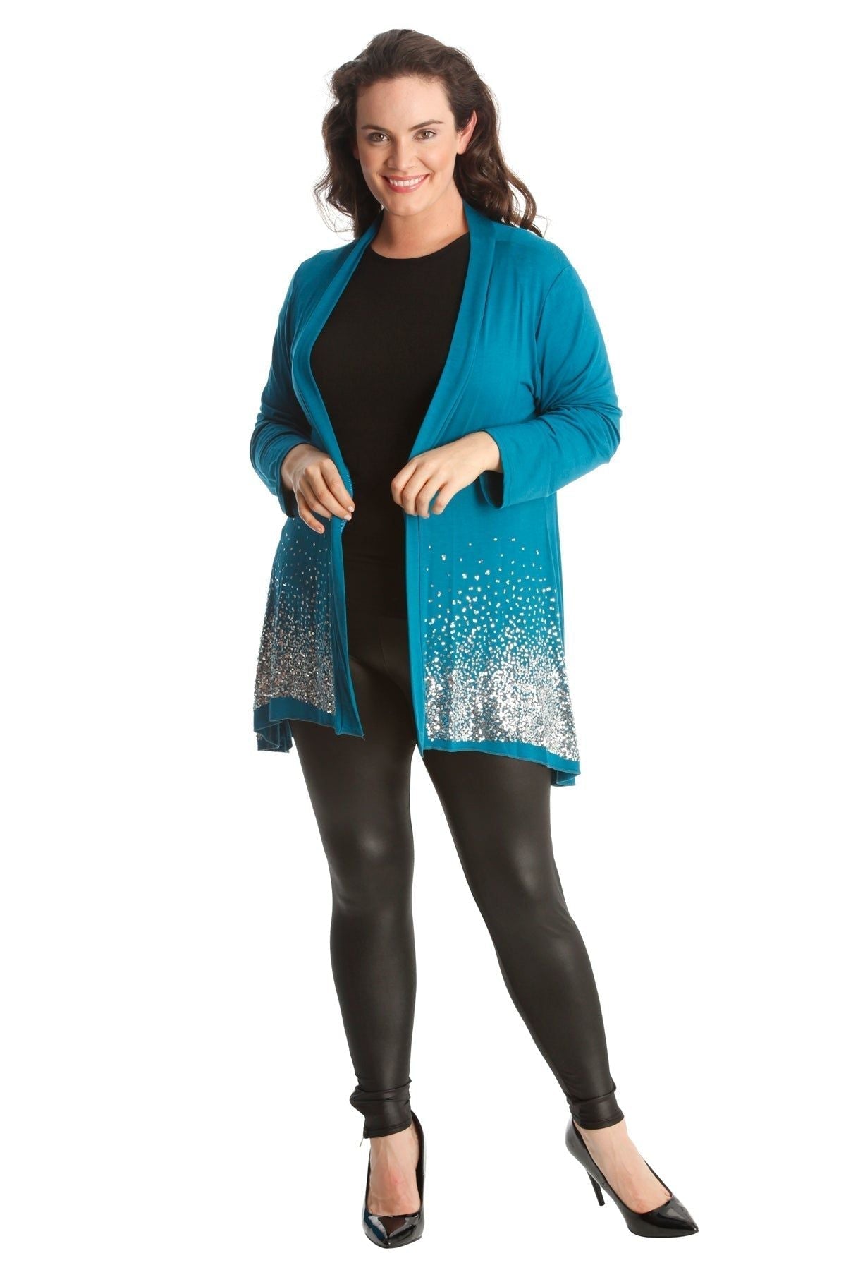 Black Sequin Sparkle Open Cardigan For Women 18 - Dropwear