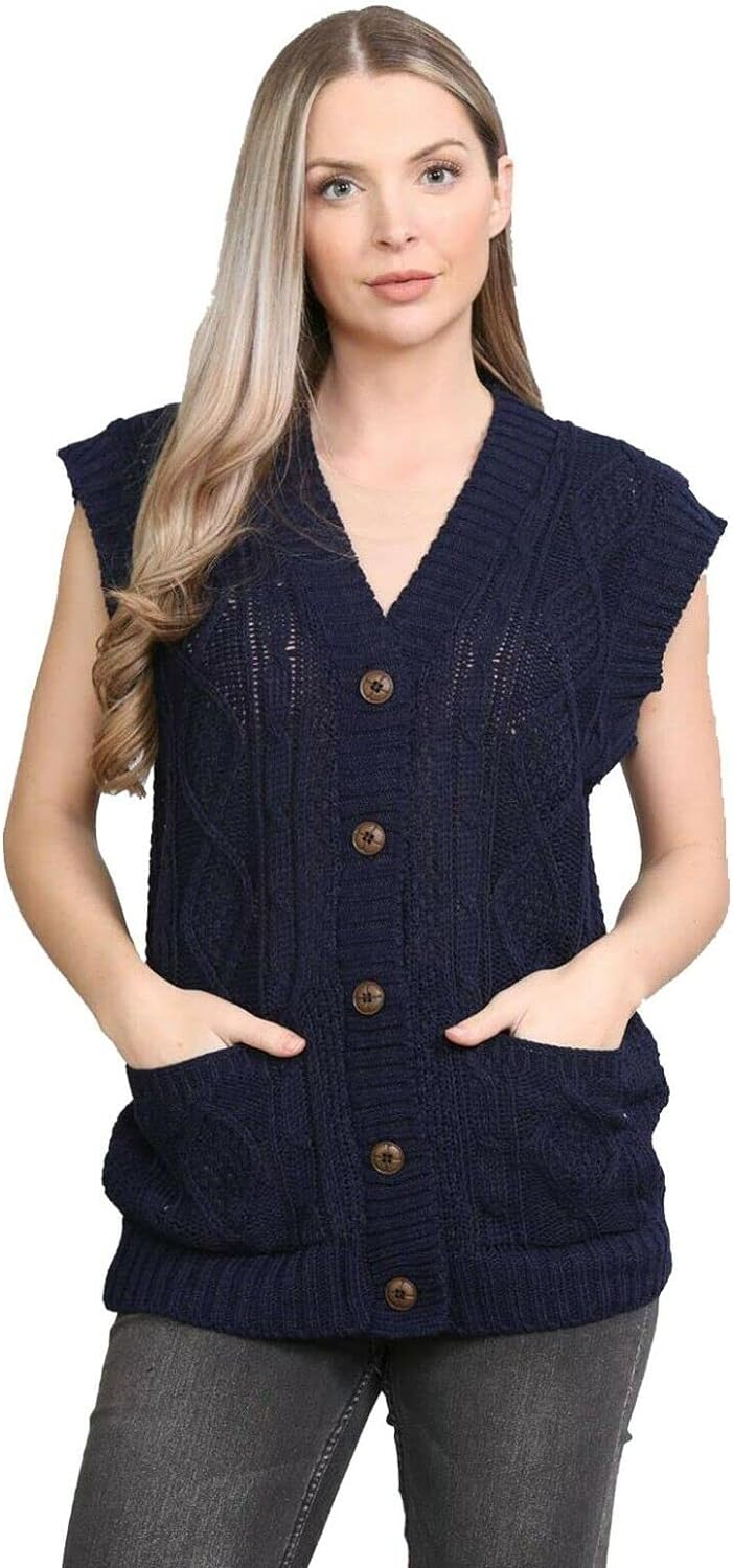 Sleeveless Button Cardigan