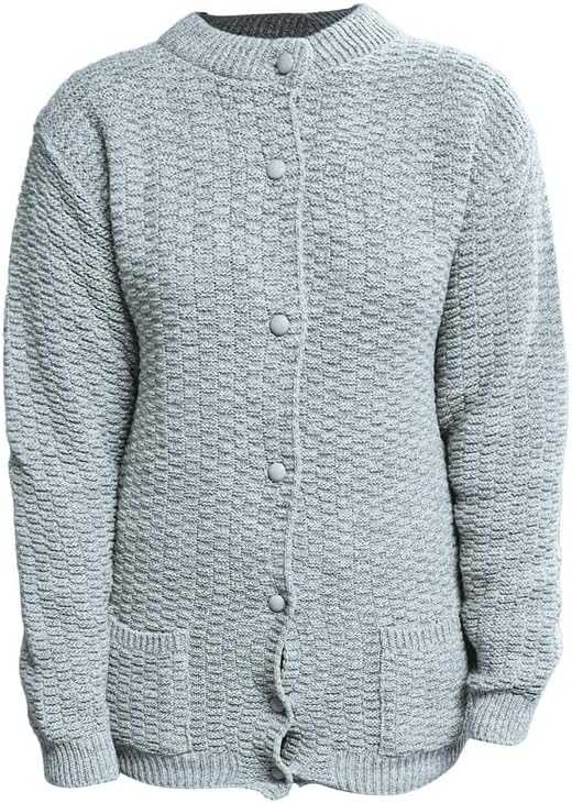 Blue Women's Knitted Winter Cardigan Long Sleeve Warmth with Crew Neck & Ribbed Knit For Women 12-14 - Dropwear