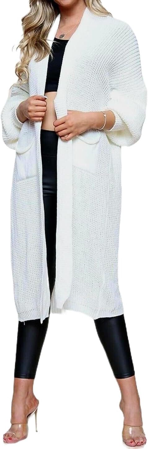 Open Front Balloon Long Sleeve Cardigan