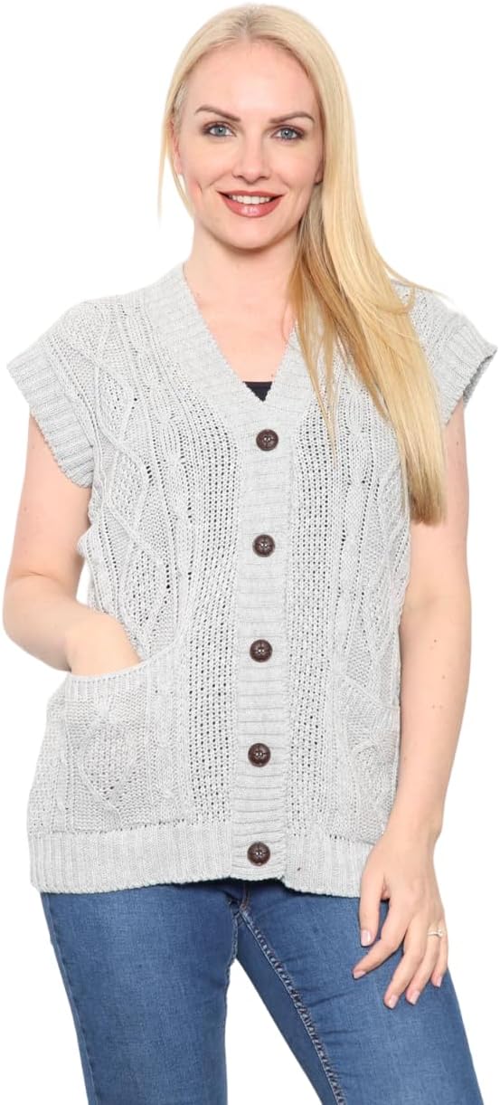 Sleeveless Button Cardigan