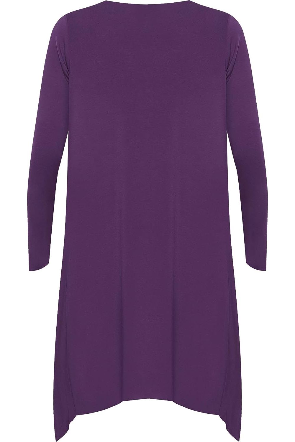 White Open Front Hanky Hem Longsleeve Cardigan For Women 26-28 - Dropwear