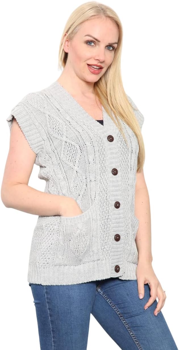 Plus Size Sleeveless Button Cardigan