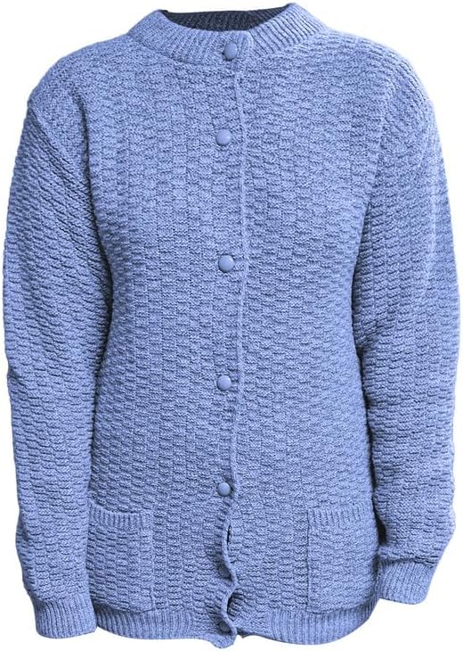 Gray Women's Knitted Winter Cardigan Long Sleeve Warmth with Crew Neck & Ribbed Knit For Women 16-18 - Dropwear