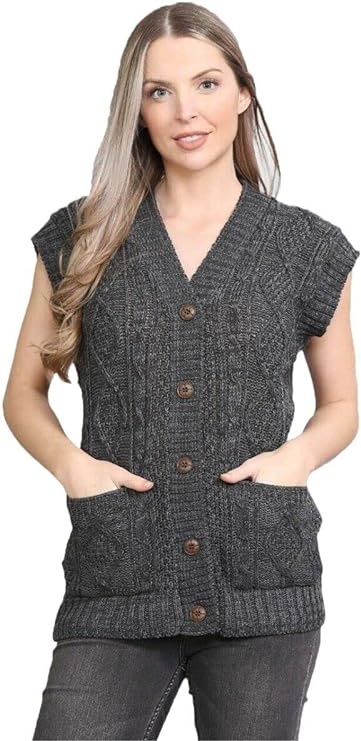 Sleeveless Button Cardigan