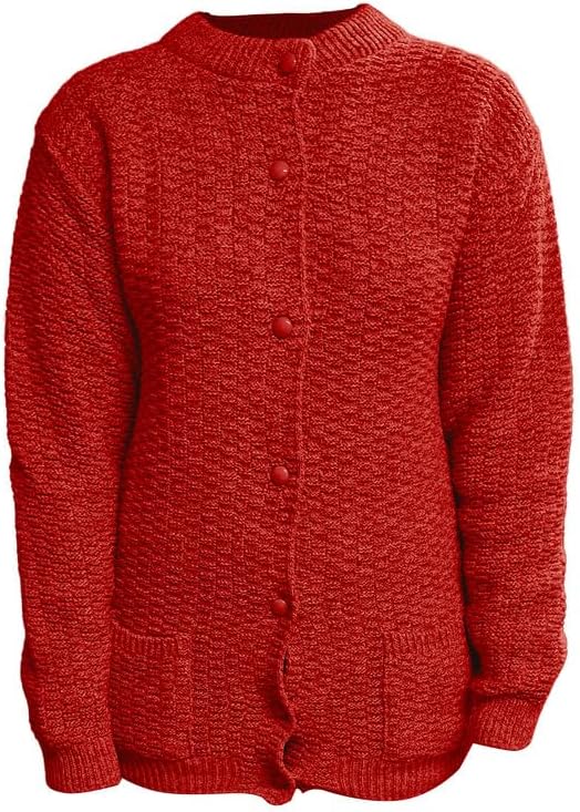 Pink Women's Knitted Winter Cardigan Long Sleeve Warmth with Crew Neck & Ribbed Knit For Women 12-14 - Dropwear
