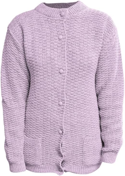 Gray Women's Knitted Winter Cardigan Long Sleeve Warmth with Crew Neck & Ribbed Knit For Women 8-10 - Dropwear