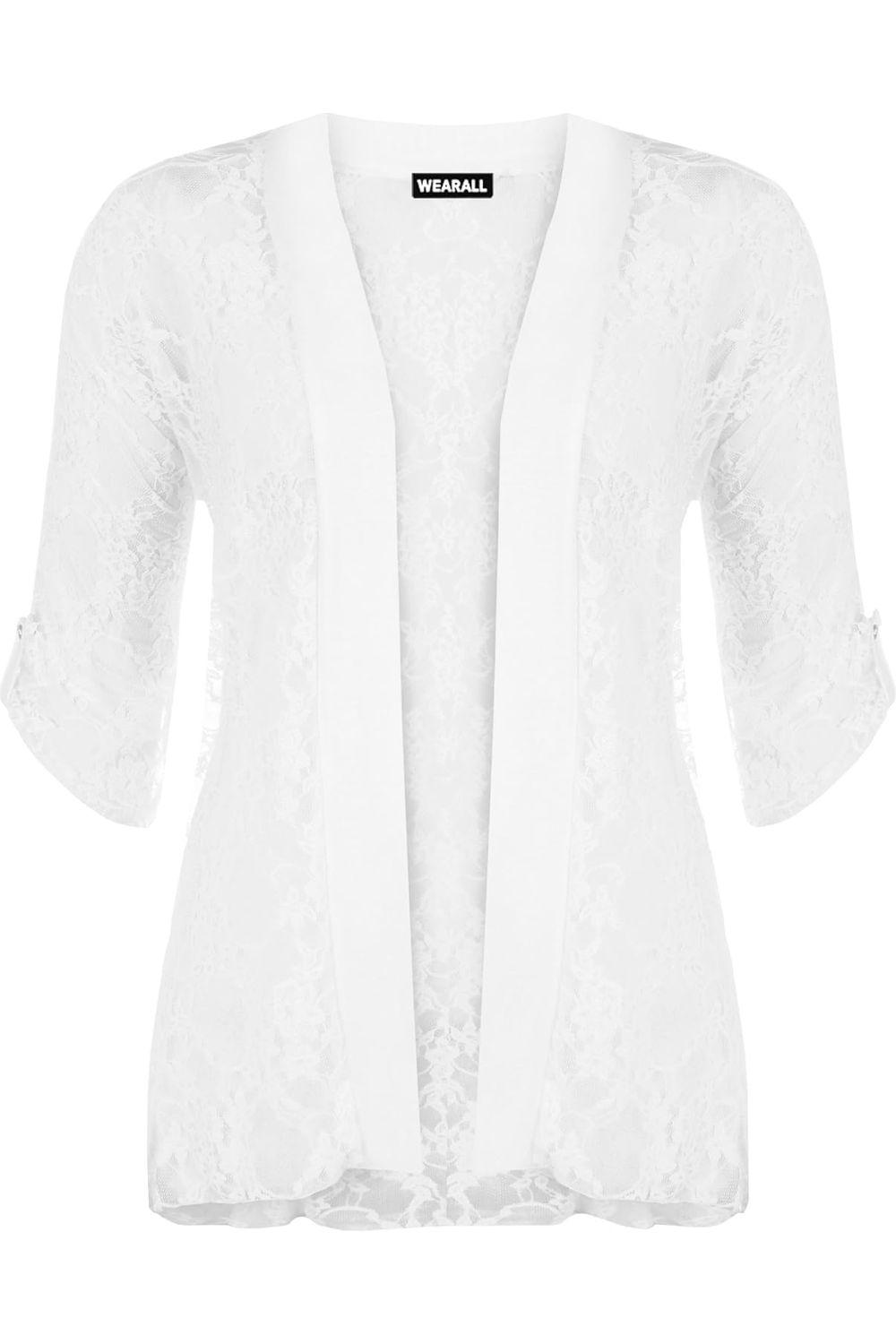 White Lace Open Cardigan Top For Women 16 - Dropwear