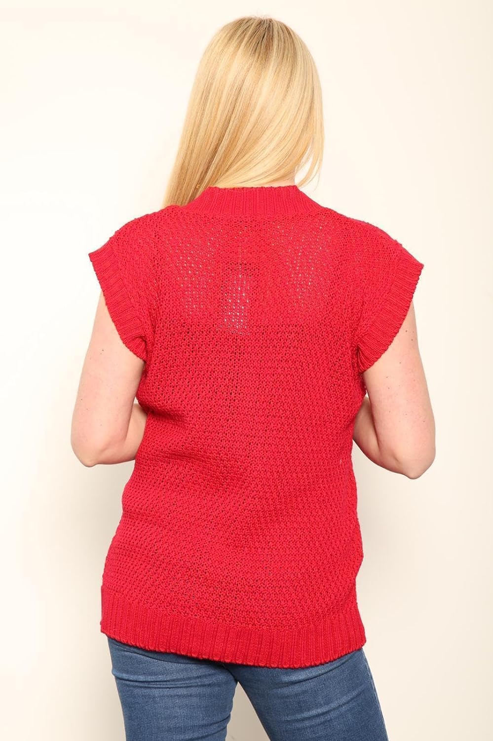 Plus Size Sleeveless Button Cardigan