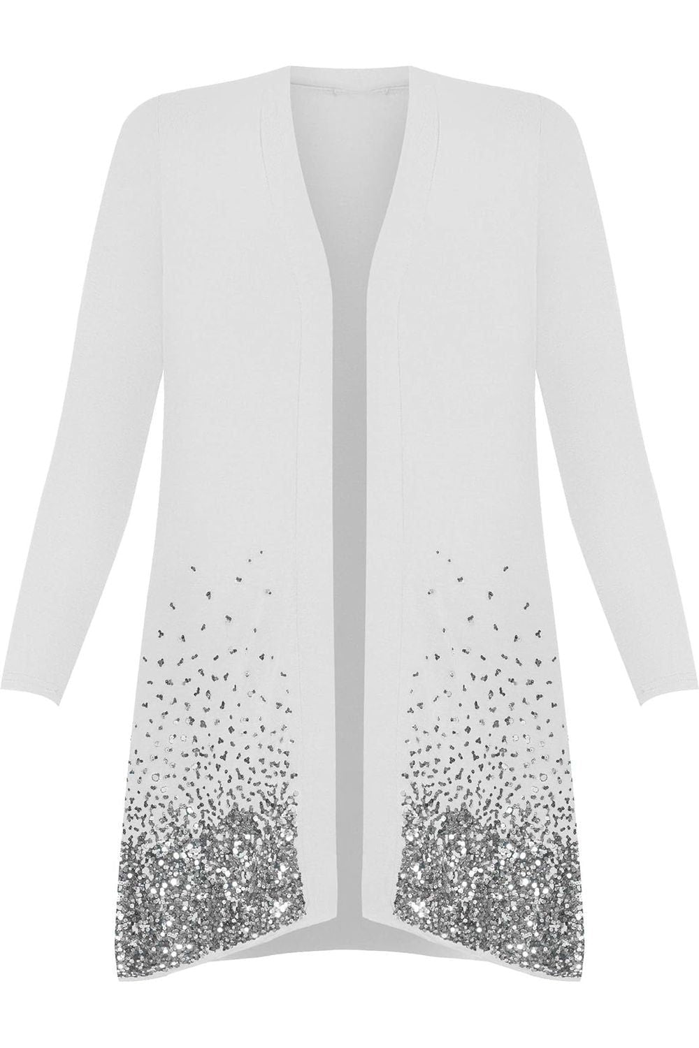 Teal Sequin Sparkle Open Cardigan For Women 26-28 - Dropwear