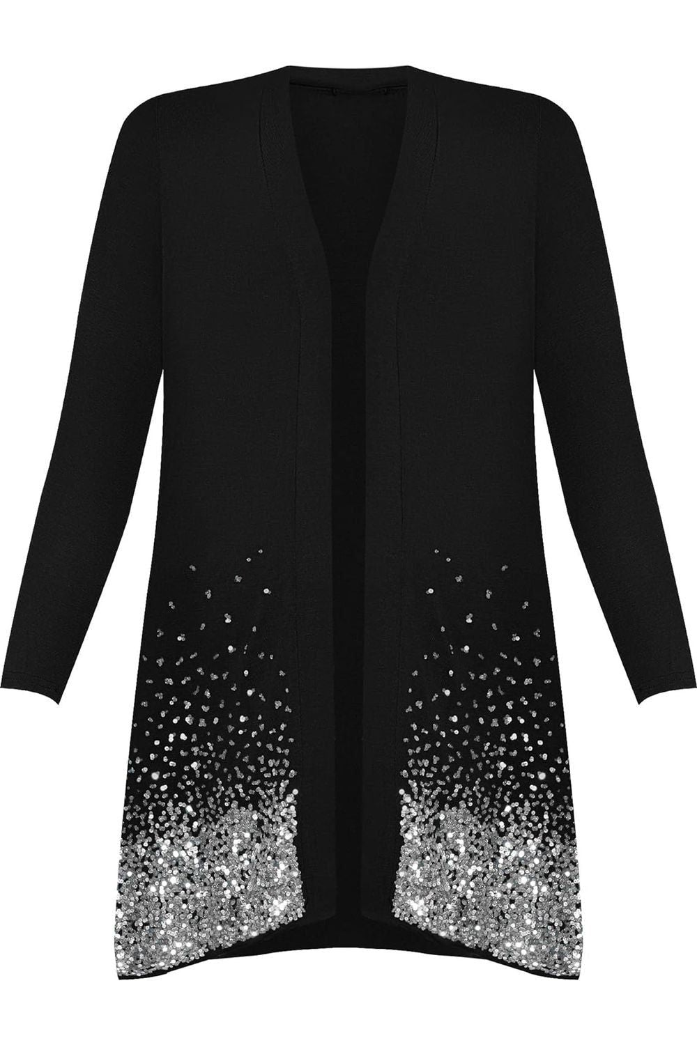 Teal Sequin Sparkle Open Cardigan For Women 14 - Dropwear