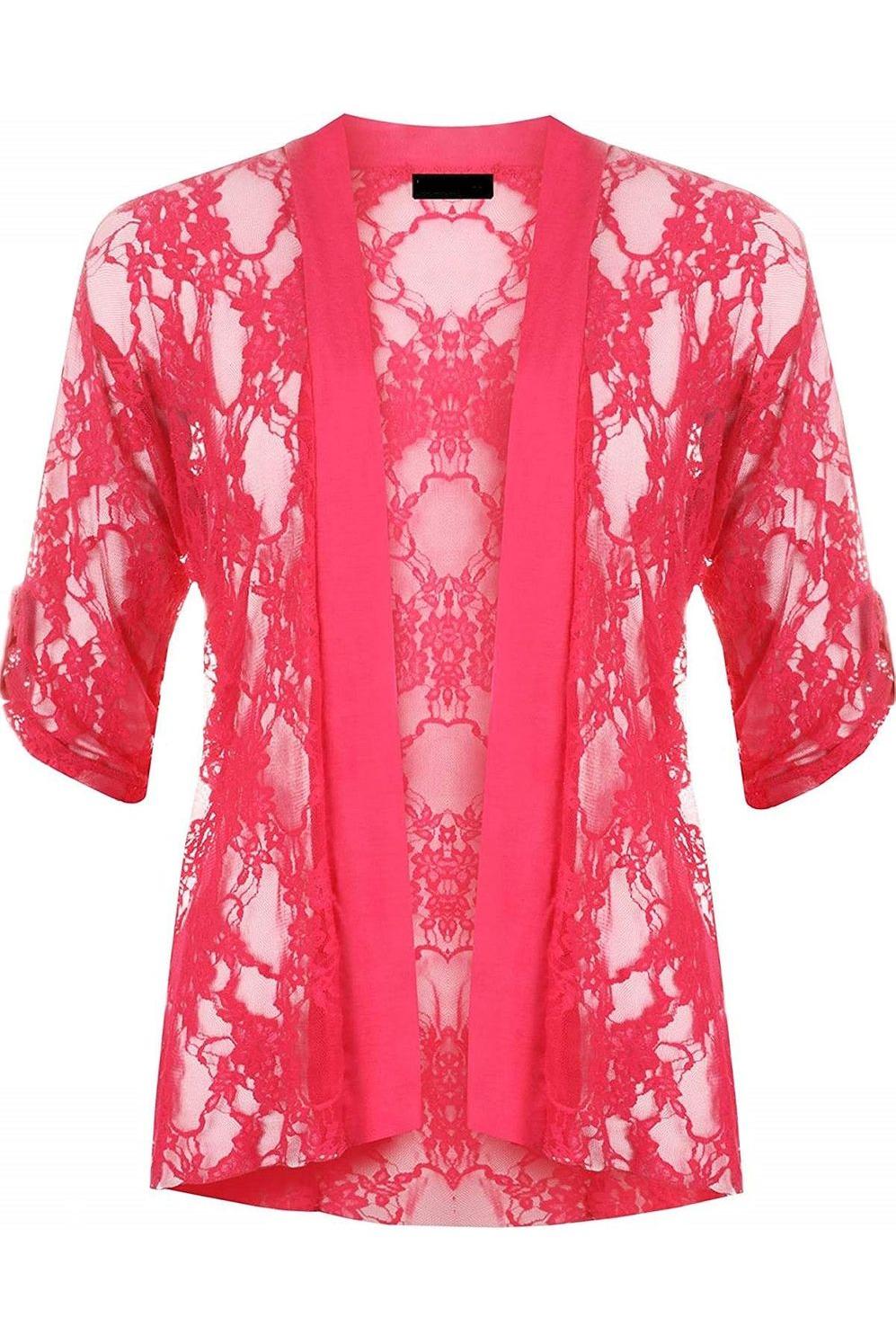 Red Lace Open Cardigan Top For Women 14 - Dropwear