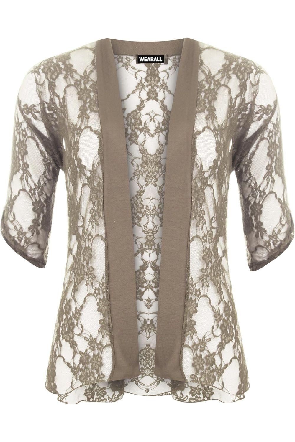 Red Lace Open Cardigan Top For Women 16 - Dropwear