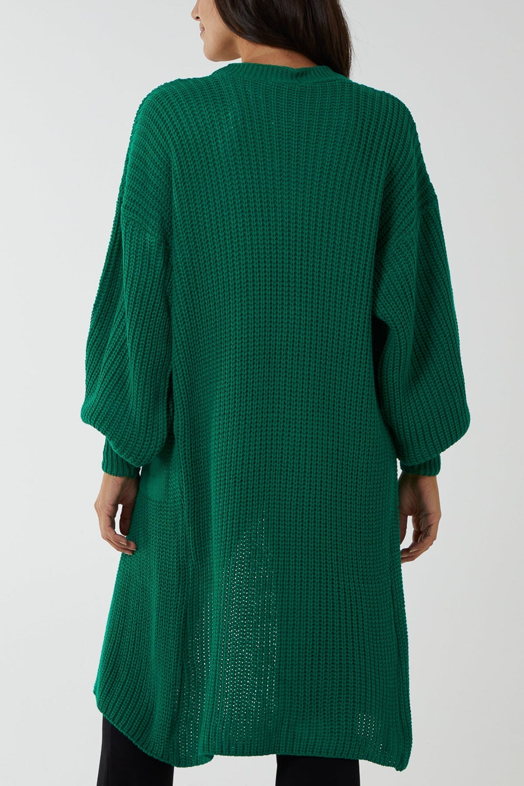 Open Front Balloon Long Sleeve Cardigan