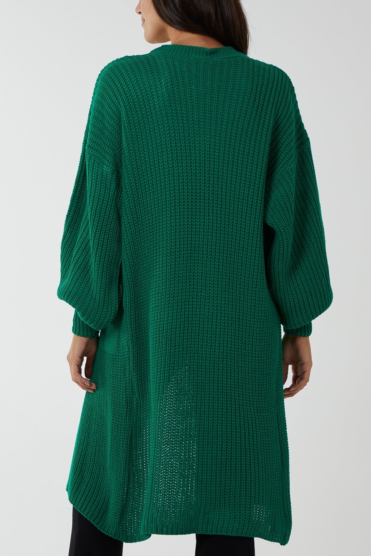 Open Front Balloon Long Sleeve Cardigan