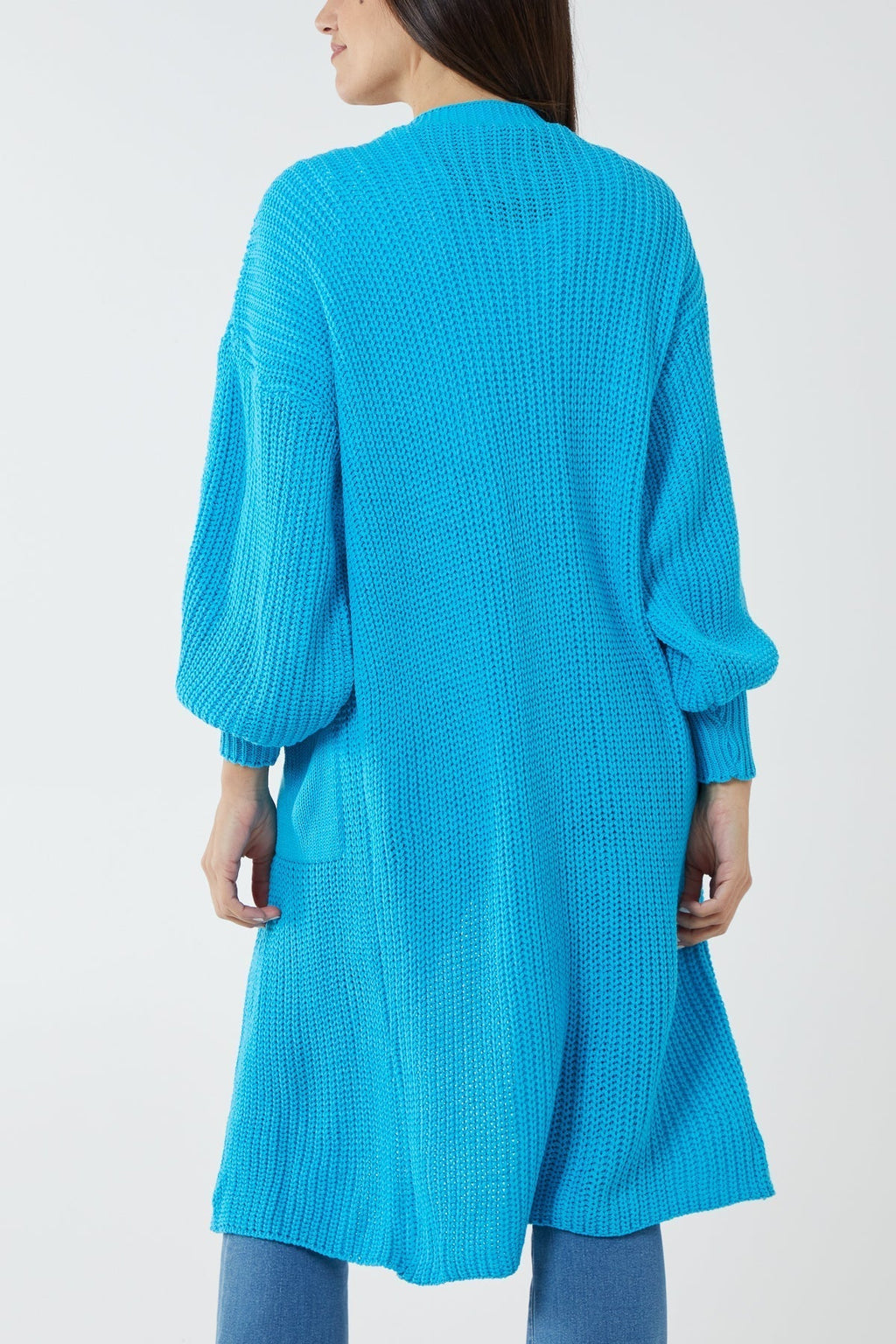 Open Front Balloon Long Sleeve Cardigan