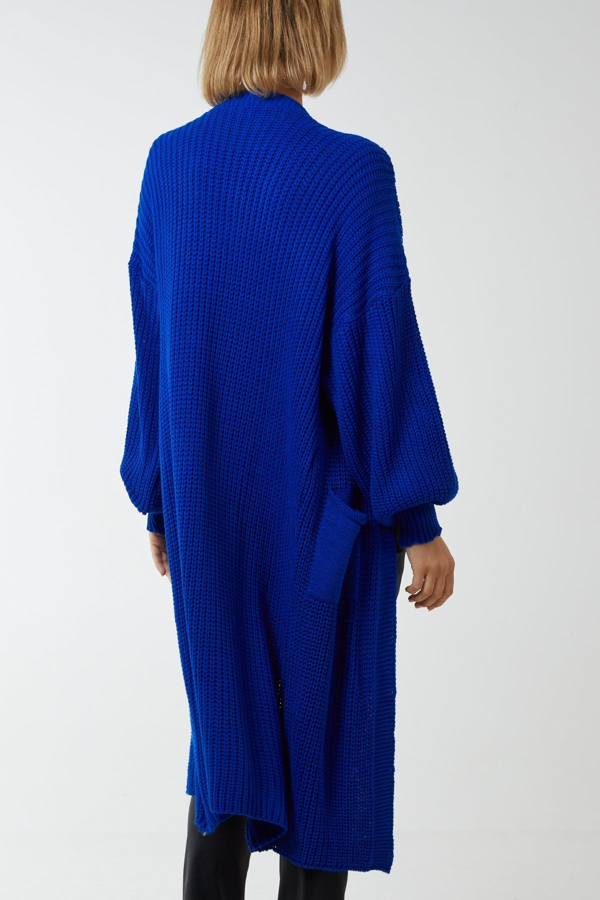 Open Front Balloon Long Sleeve Cardigan