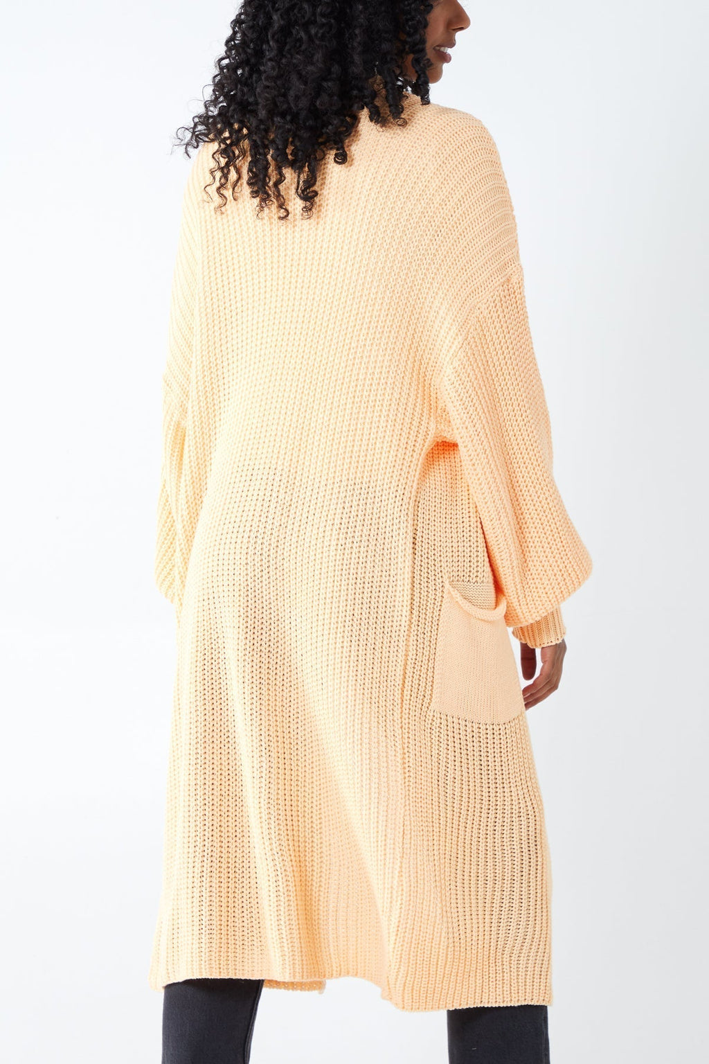 Open Front Balloon Long Sleeve Cardigan