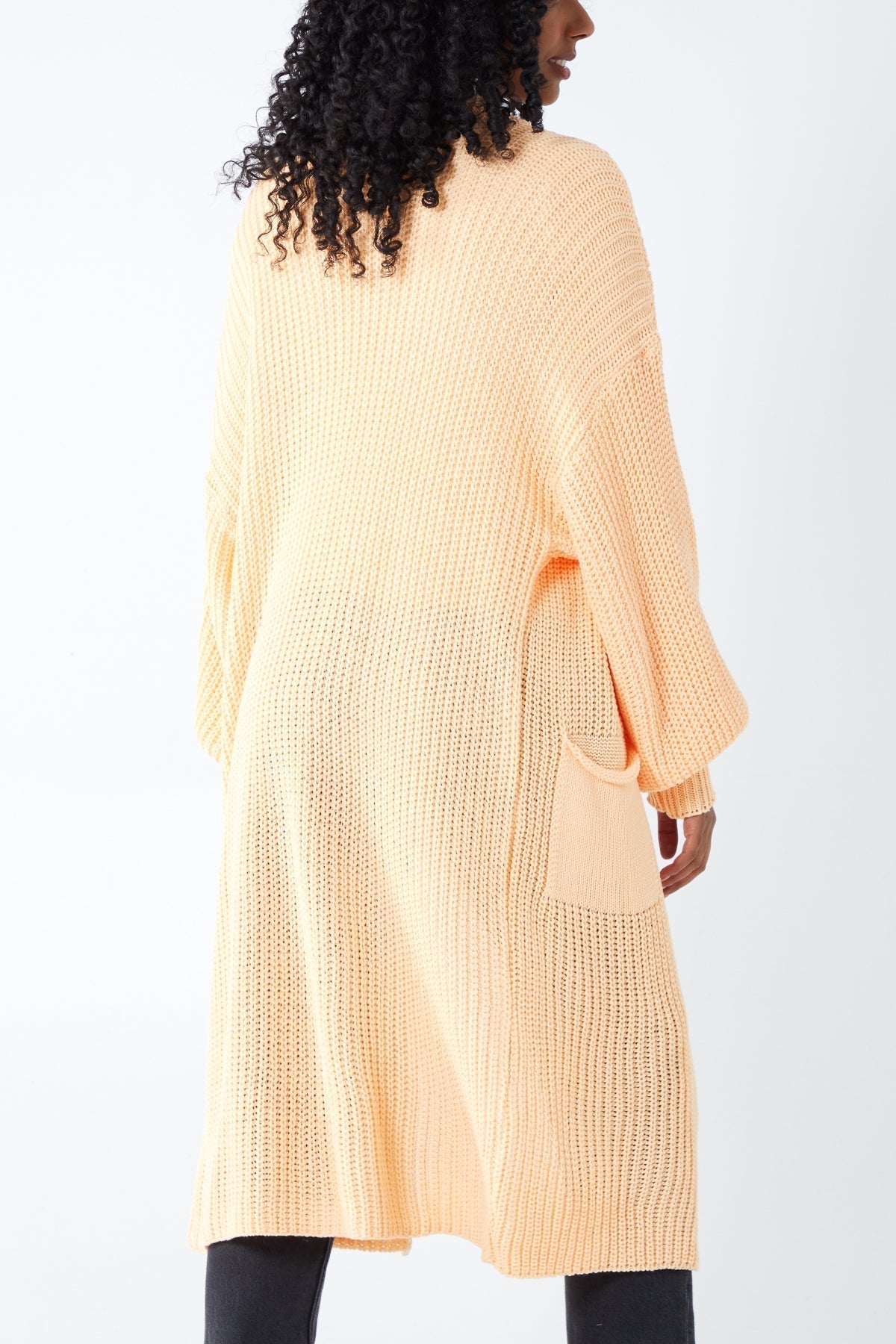 Open Front Balloon Long Sleeve Cardigan