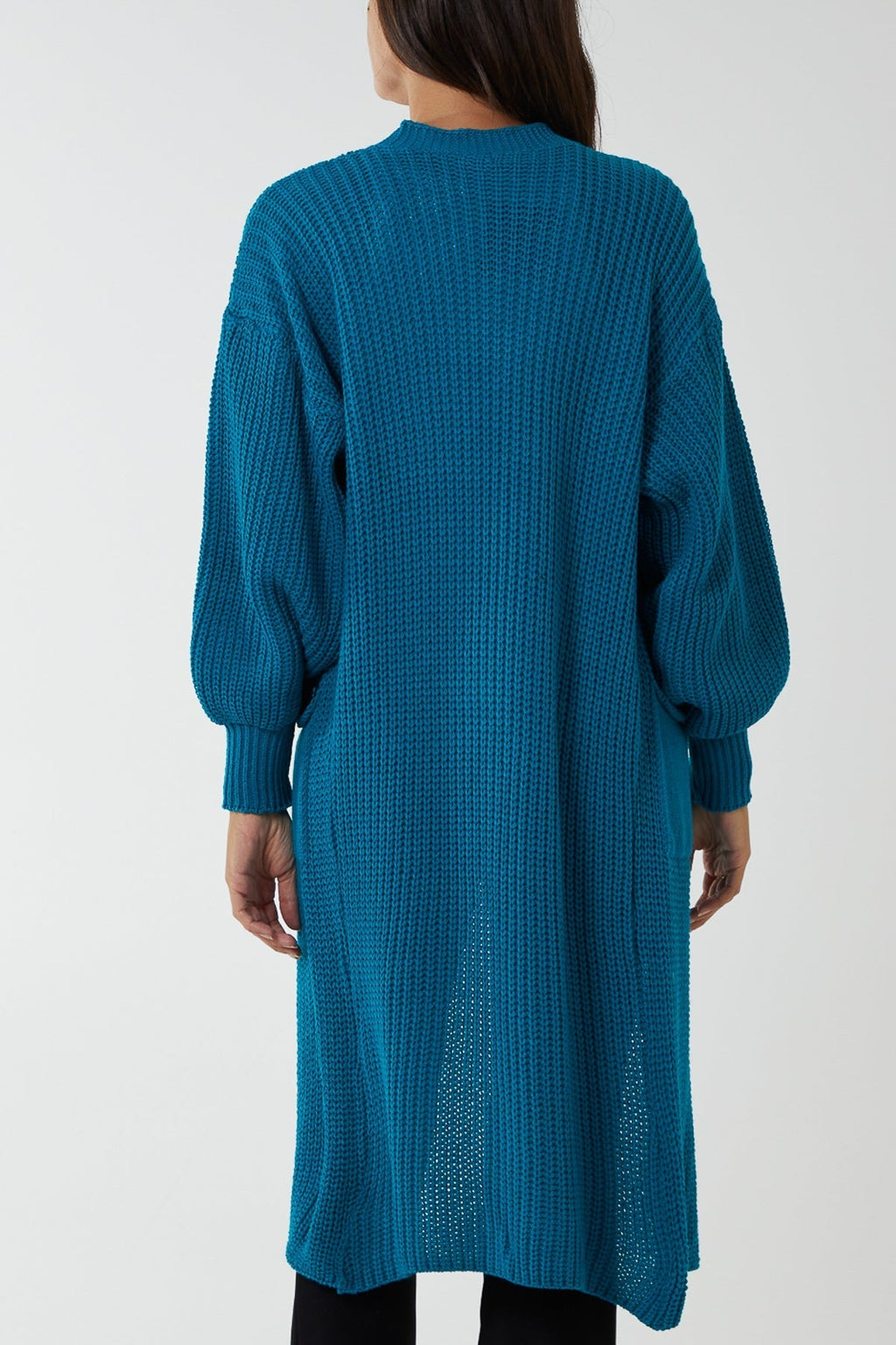 Open Front Balloon Long Sleeve Cardigan