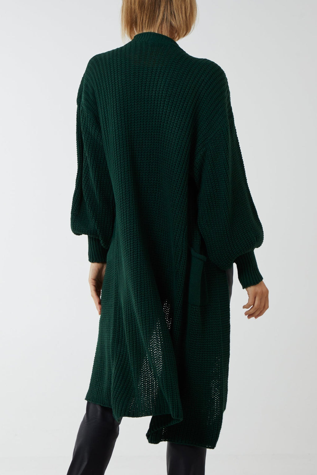 Open Front Balloon Long Sleeve Cardigan