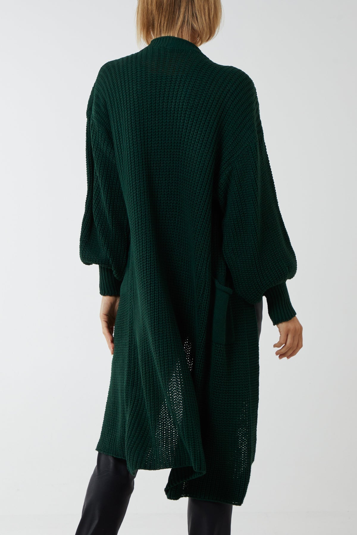 Open Front Balloon Long Sleeve Cardigan