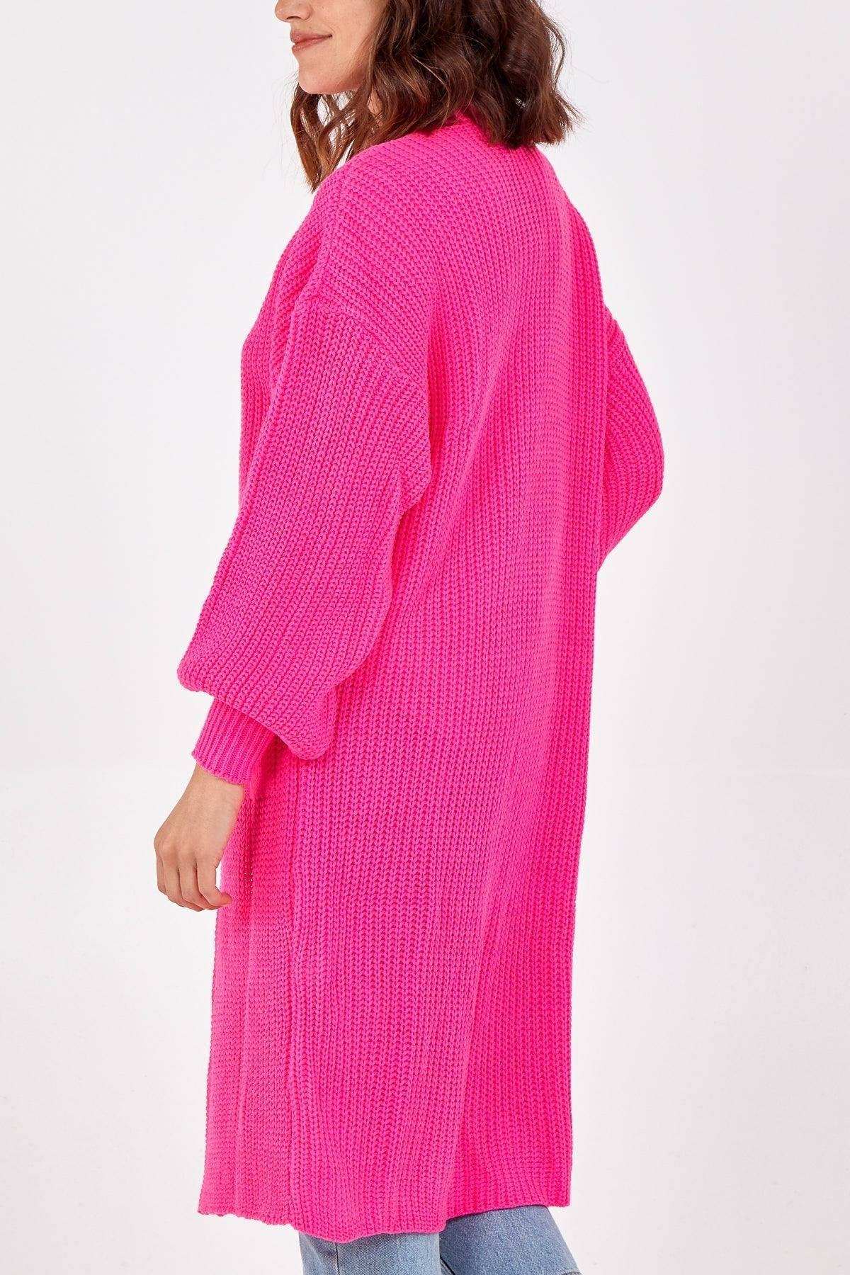 Open Front Balloon Long Sleeve Cardigan