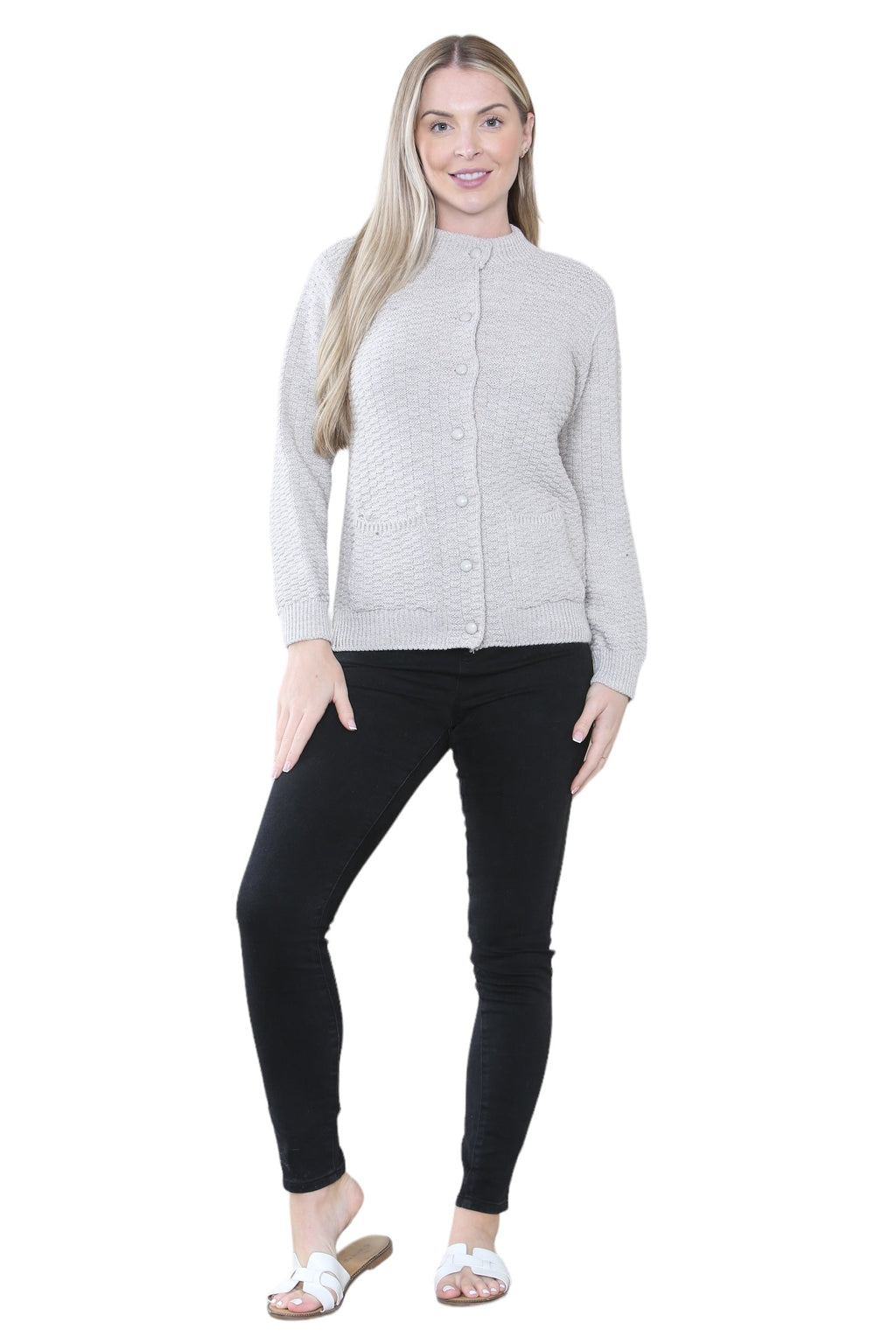 Women's Knitted Winter Cardigan Long Sleeve Warmth with Crew Neck & Ribbed Knit For Women  - Dropwear