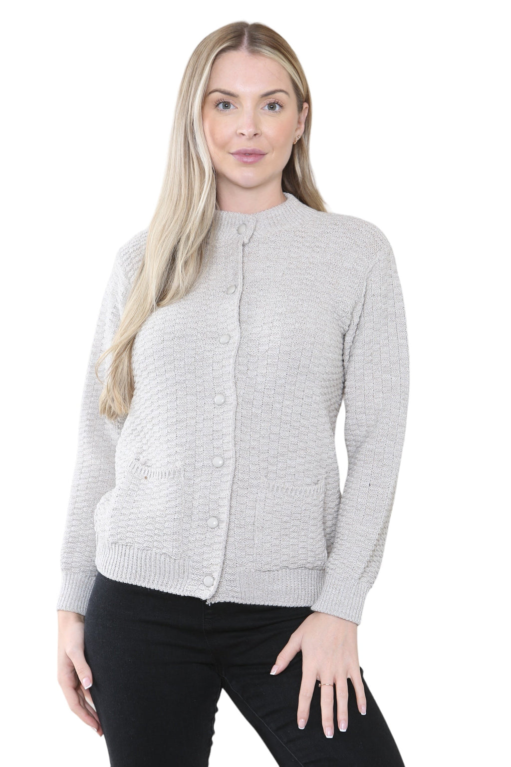 Women's Knitted Winter Cardigan Long Sleeve Warmth with Crew Neck & Ribbed Knit For Women  - Dropwear