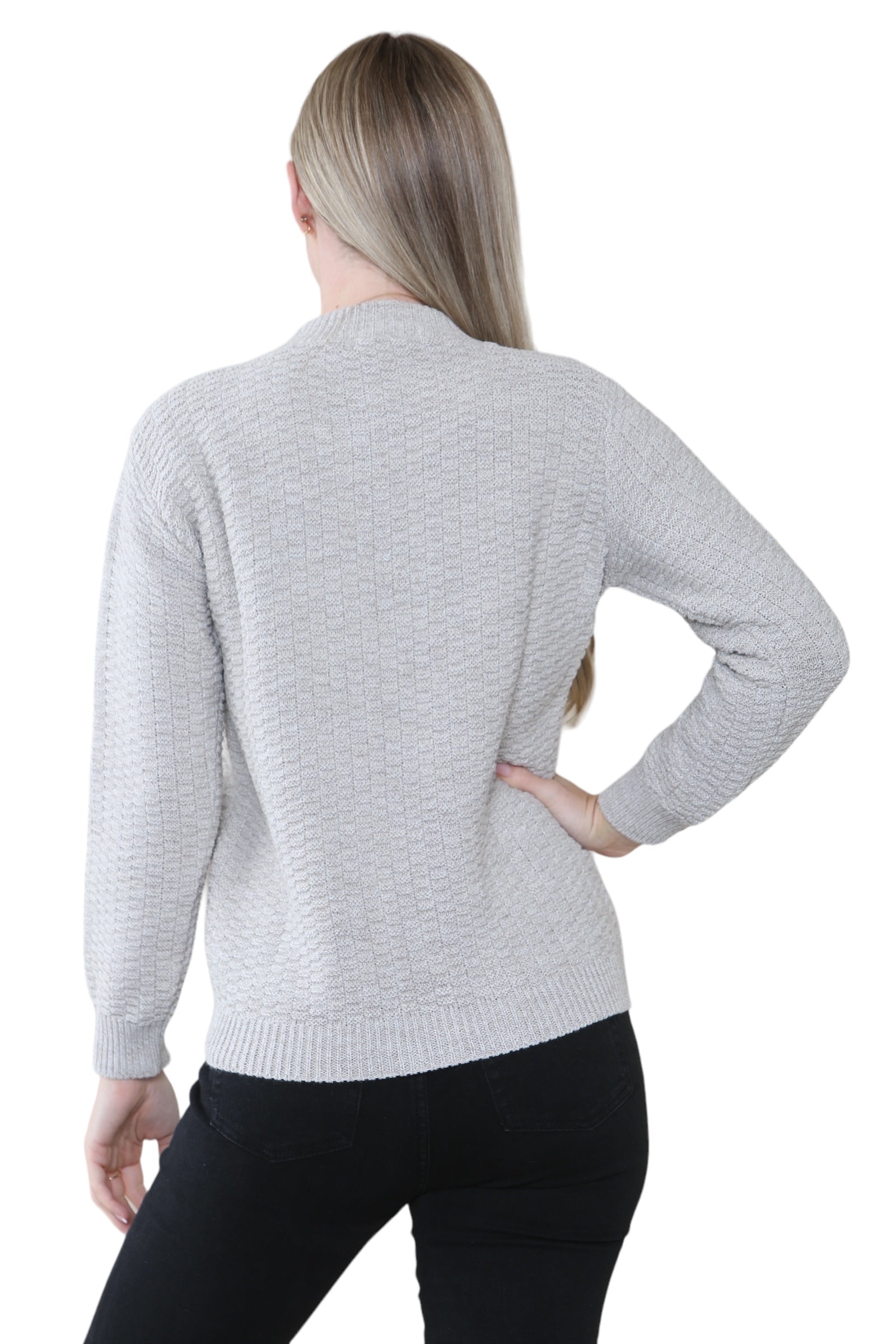 Women's Knitted Winter Cardigan Long Sleeve Warmth with Crew Neck & Ribbed Knit For Women  - Dropwear