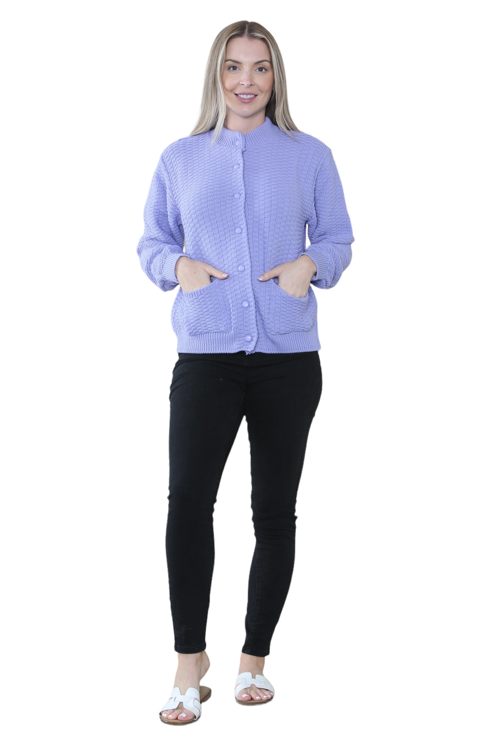 Women's Knitted Winter Cardigan Long Sleeve Warmth with Crew Neck & Ribbed Knit For Women  - Dropwear