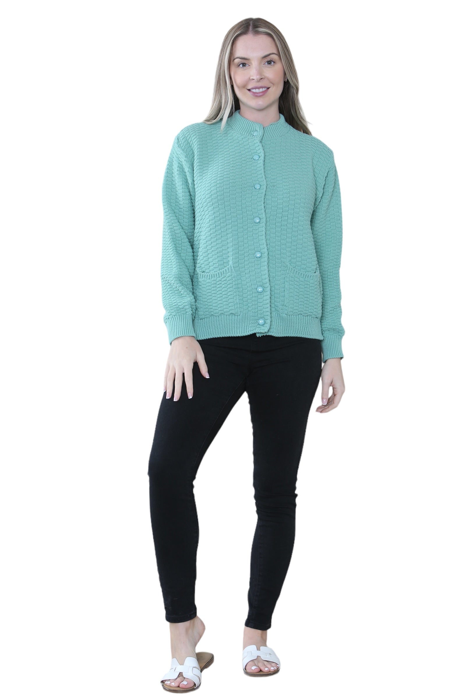 Women's Knitted Winter Cardigan Long Sleeve Warmth with Crew Neck & Ribbed Knit For Women  - Dropwear