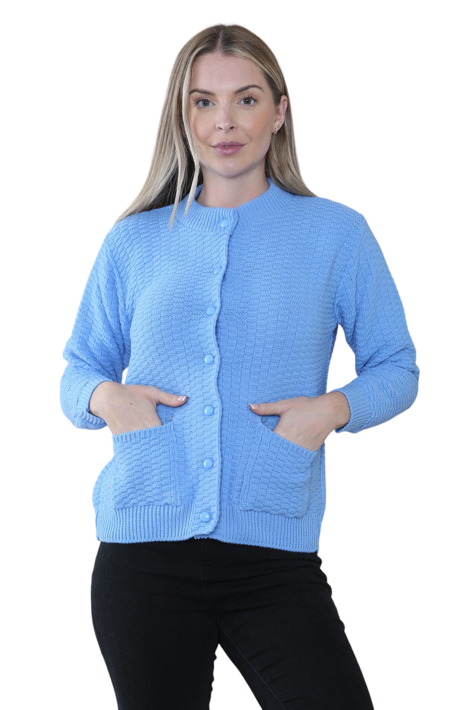 Women's Knitted Winter Cardigan Long Sleeve Warmth with Crew Neck & Ribbed Knit For Women  - Dropwear