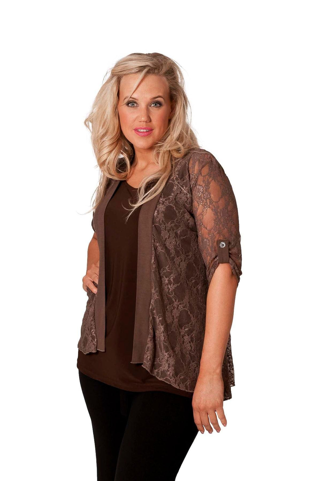 Cream Lace Open Cardigan Top For Women 14 - Dropwear