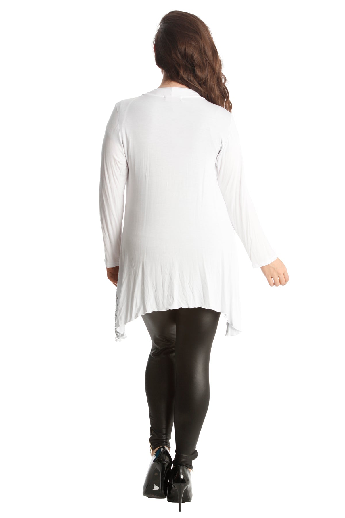 Blue Sequin Sparkle Open Cardigan For Women 26-28 - Dropwear