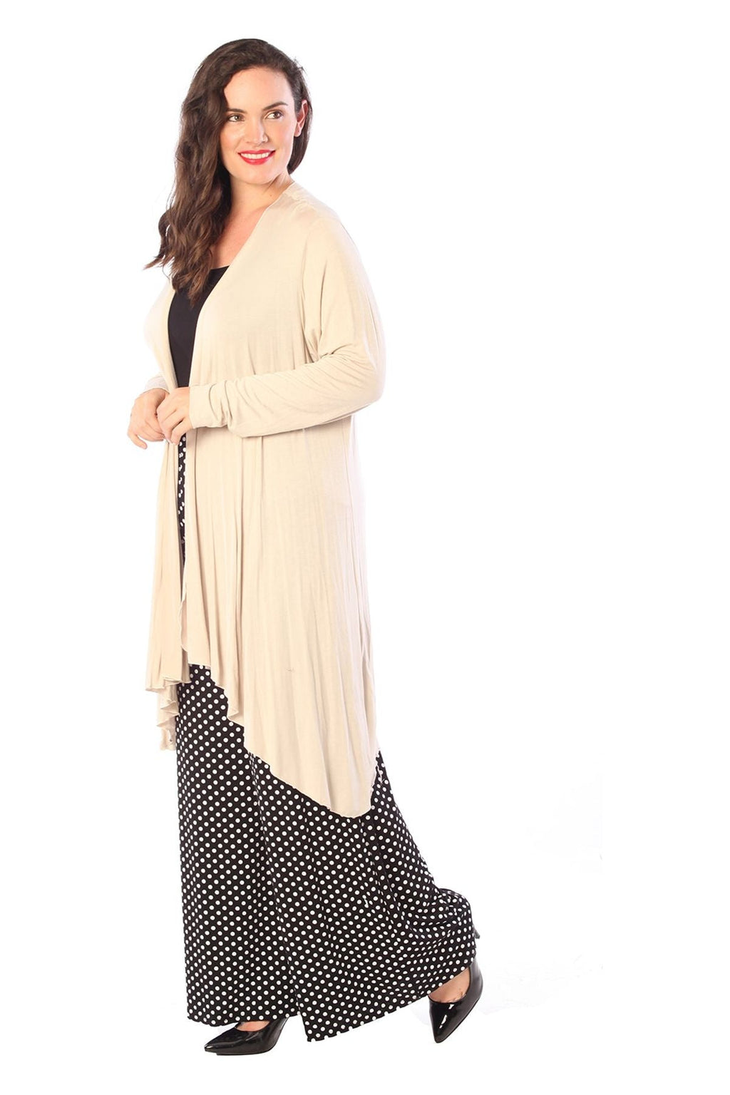 Stone Open Front Hanky Hem Longsleeve Cardigan For Women 16 - Dropwear