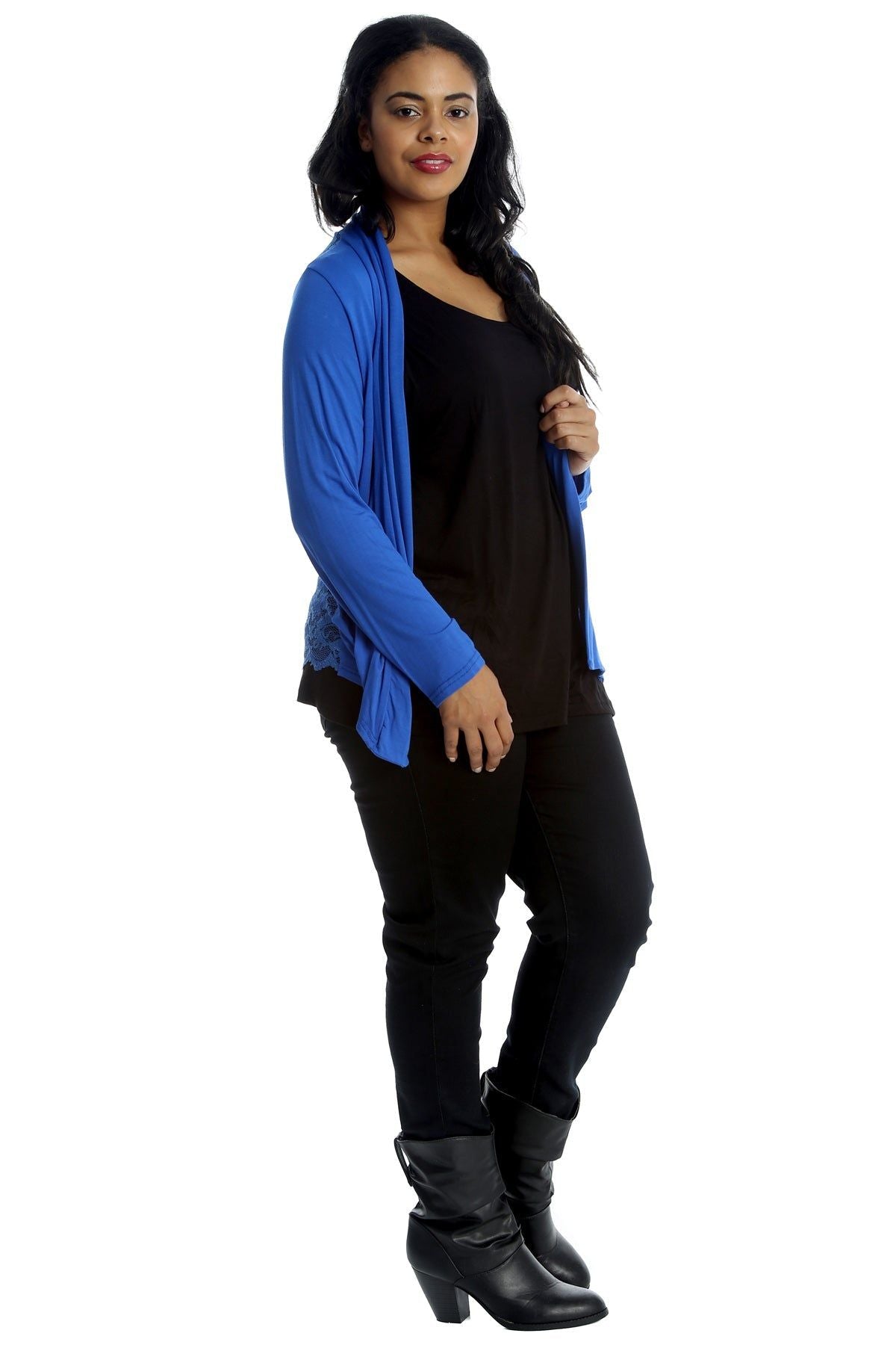 Jade Green Floral Lace Back Cardigan Open Top For Women 14 - Dropwear