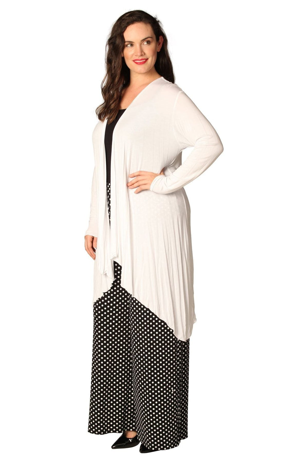 Black Open Front Hanky Hem Longsleeve Cardigan For Women 20 - Dropwear