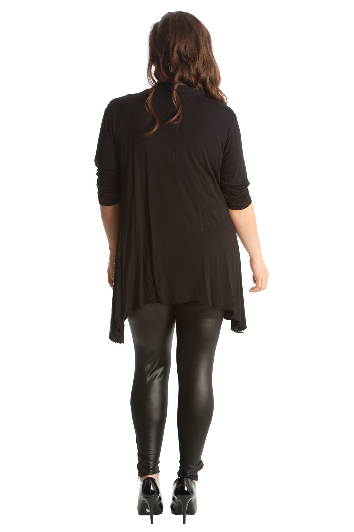 Blue Sequin Sparkle Open Cardigan For Women 16 - Dropwear