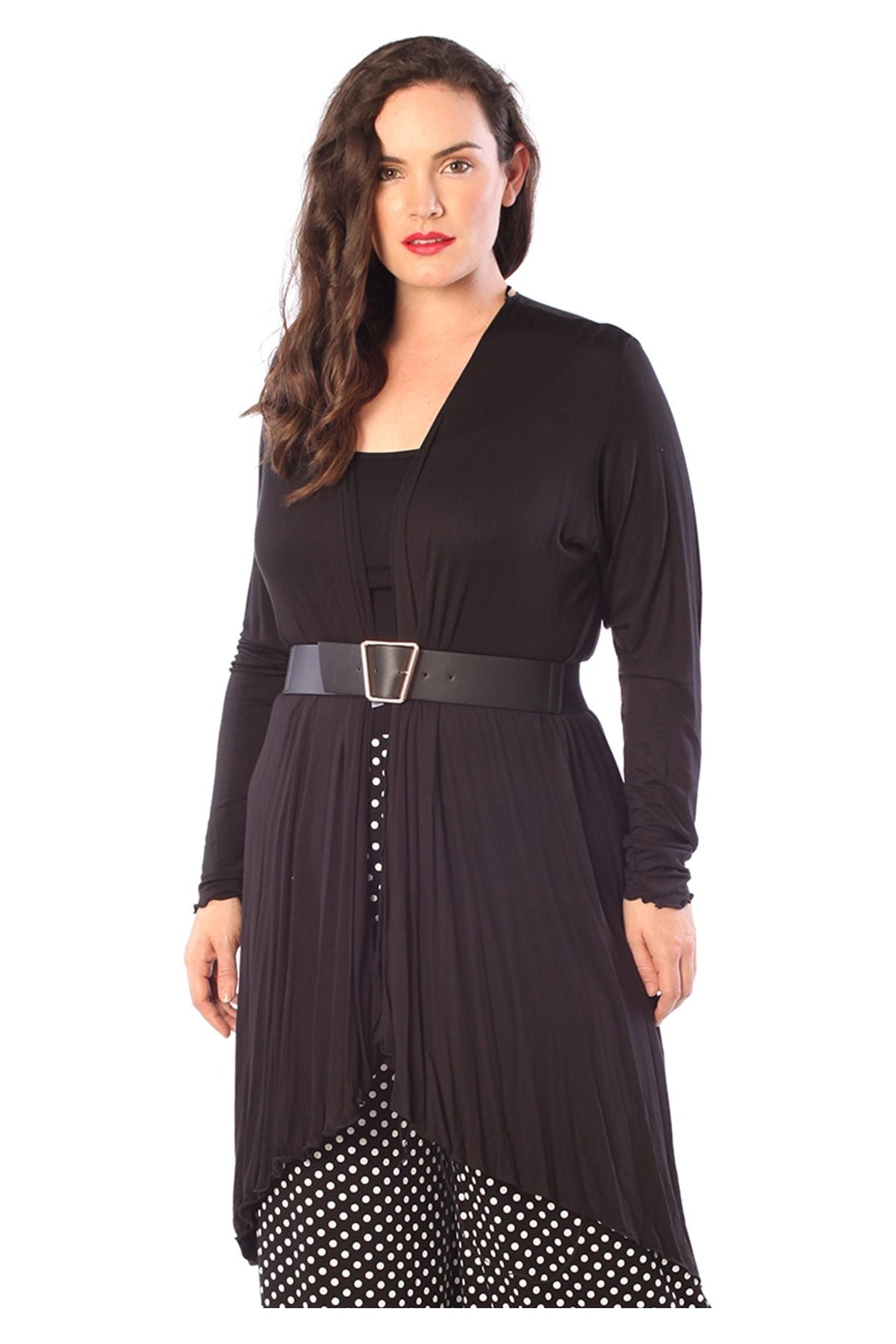 Charcoal Open Front Hanky Hem Longsleeve Cardigan For Women 16 - Dropwear